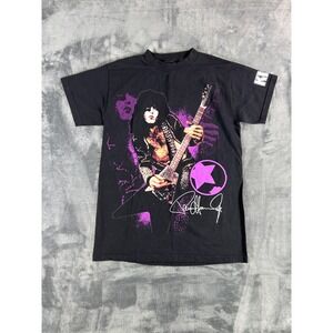 KISS Paul Stanley T-Shirt Small Black Purple Graphic Tee Signature Star Sleeve L